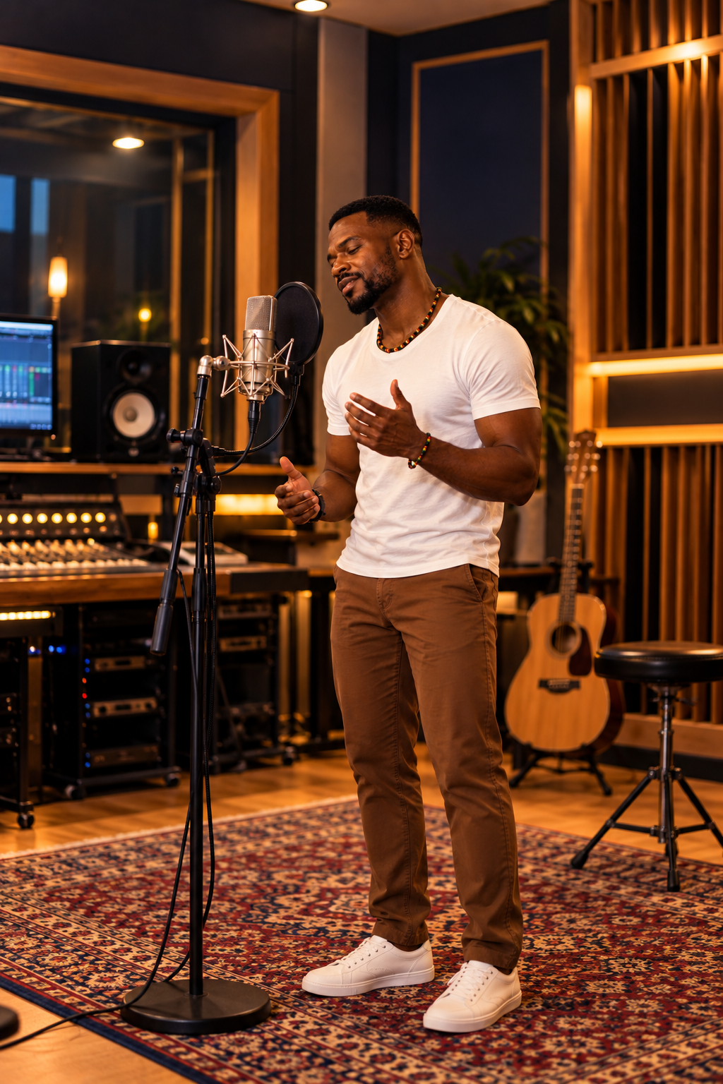 Artist at work in a music studio